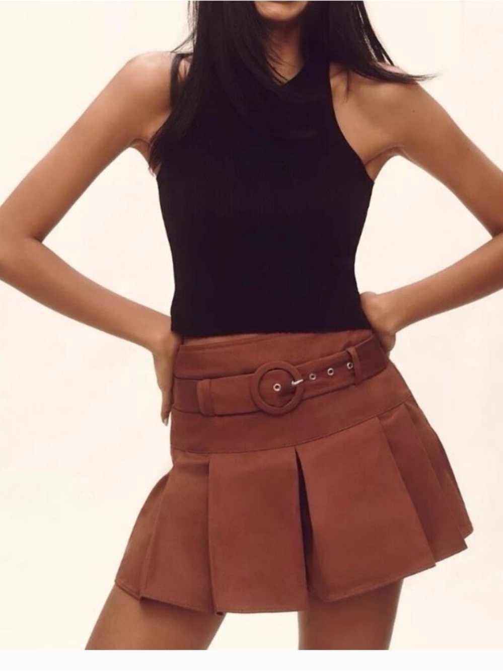 Maeve Womens brown belted skort 2 NWT
